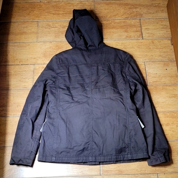 BURBERRY Brown Hoodie Nova Check Duffle Jacket Buffalo Horn Buttons Size XS/S - Picture 4 of 16